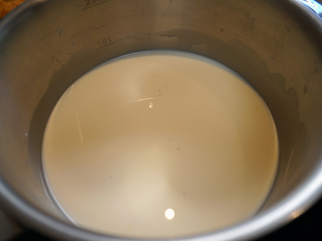 10 heat milk sugar and vanilla bean until it comes to a boil
